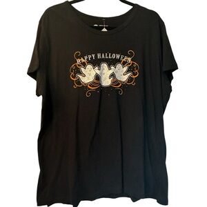 Holiday Editions Black Halloween T-Shirt with Ghosts